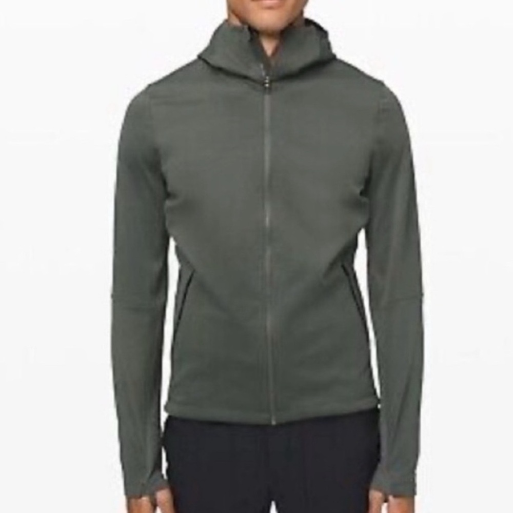 Lululemon Green Full Zip Fleece Back Soft Shell Jacket w/ Hood | Size Large EUC